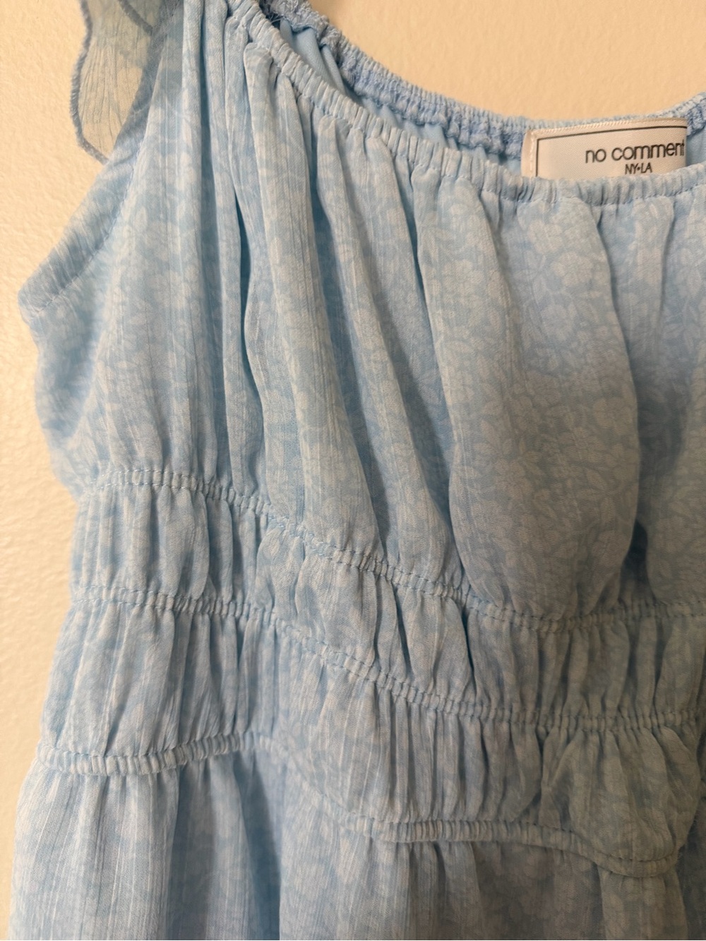 Light Blue Ruffle Strap Mini Dress - Picture 2 of 8